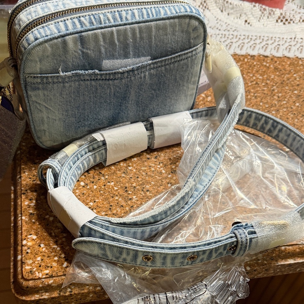Coach Light Blue Distressed Denim Crossbody Belt Bag - Picture 4 of 5